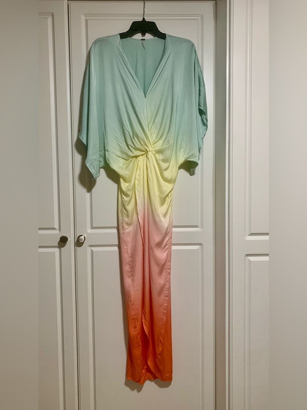 Young Fabulous & Broke Siren Ombre Maxi Dress in Mint, Yellow & Coral in Size S